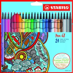 STABILO Pen 68 - 24 Feutres pointe moyenne - couleurs assorties