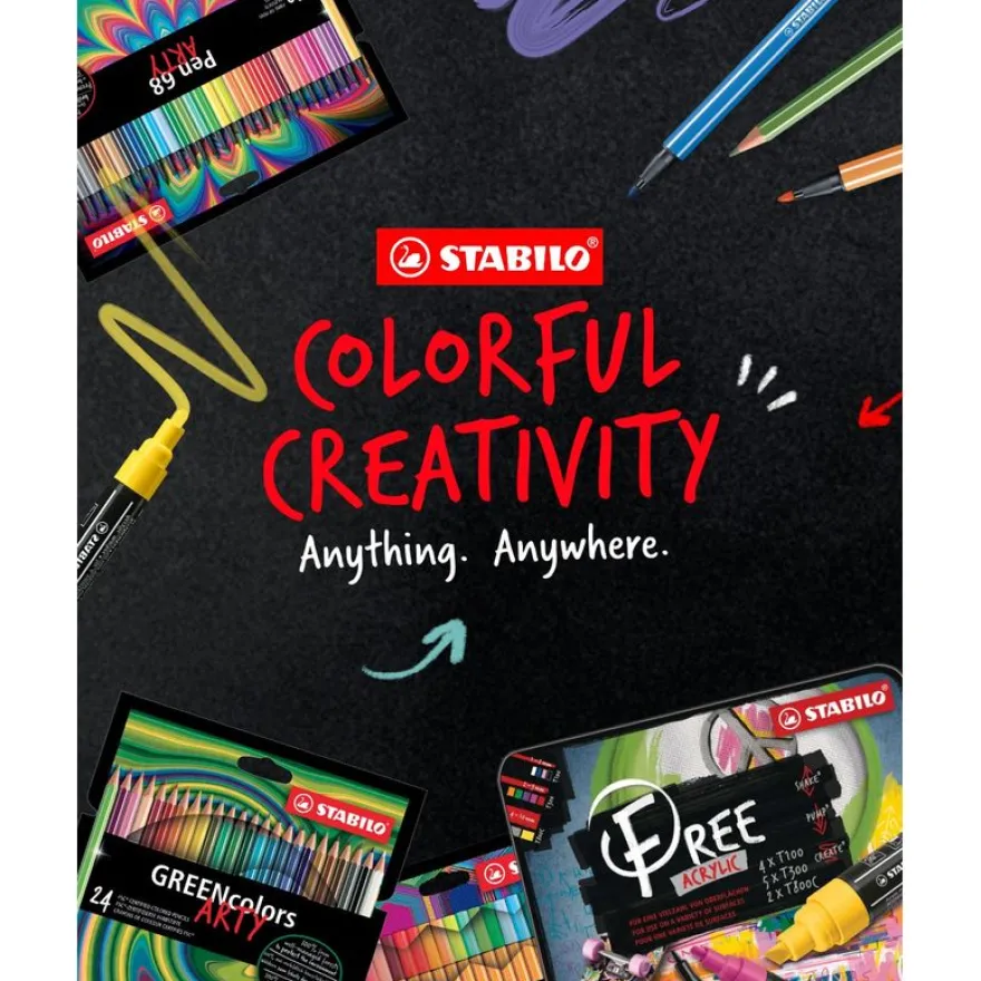 STABILO Pen 68 ARTY - 18 Feutres de coloriage - couleurs assorties
