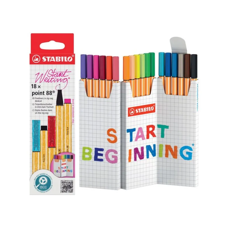 STABILO point 88 - Etui zig zag de 18 stylos feutres - pointe fine