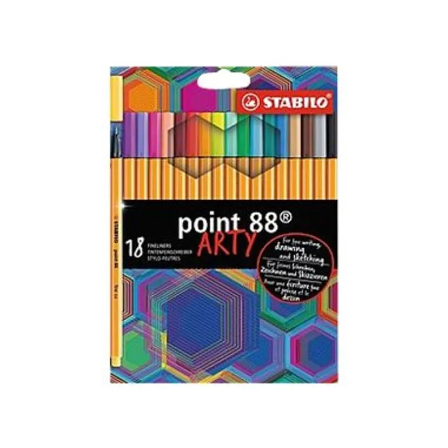 STABILO Point 88 ARTY - 18 Feutres de coloriage - pointe fine - couleurs assorties