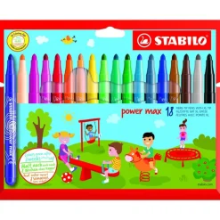 STABILO Power max - 18 Feutres - pointe large - couleurs assorties