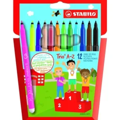 STABILO Trio A-Z - 12 Feutres dont 2 fluo - pointe moyenne