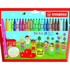 STABILO Trio A-Z - 24 Feutres dont 4 fluo - pointe moyenne