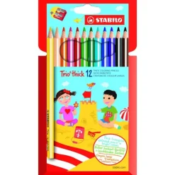 STABILO Trio thick - 12 crayons de couleur + 1 taille crayon