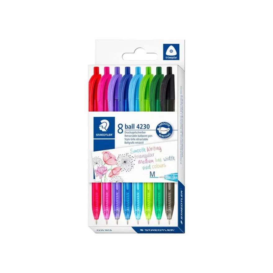 STAEDTLER ball 4230 - Pack de 8 stylos à bille - couleurs assorties - pointe moyenne