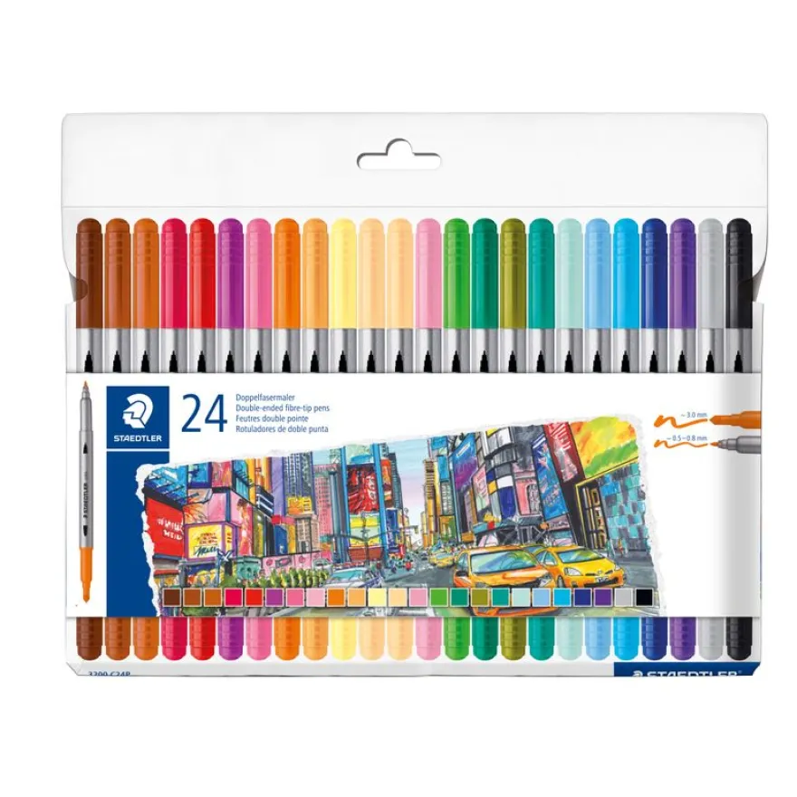 Staedtler Design Journey – 24 feutres de coloriage double pointe 1 mm et 3 mm