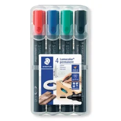 STAEDTLER LUMOCOLOR 352 - Pack de 4 marqueurs permanents - pointe ogive - couleurs assorties