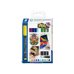 STAEDTLER Lumocolor 317 - Pack de 10 marqueurs permanents - Pointe moyenne - Couleurs assorties
