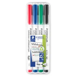STAEDTLER LUMOCOLOR 301 - Pack de 4 marqueurs feutres effaçables - pointe ogive - couleurs assorties