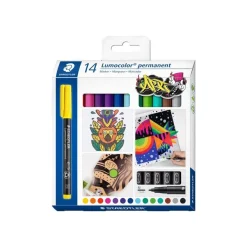 STAEDTLER Lumocolor 317 - Pack de 14 marqueurs permanents - Pointe moyenne - Couleurs assorties