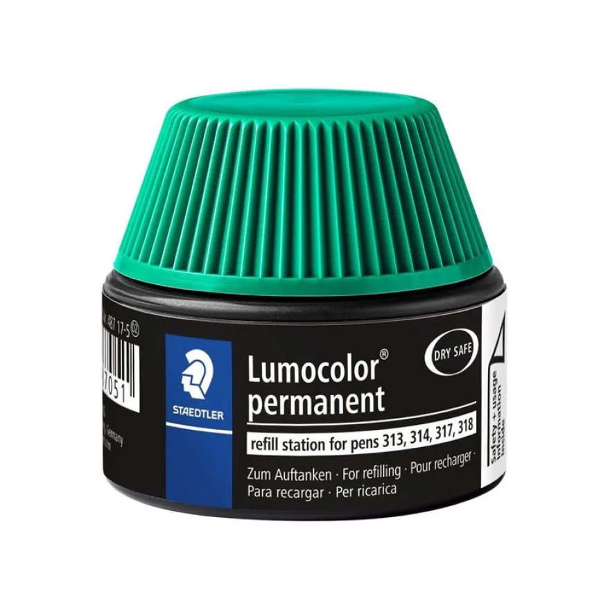 STAEDTLER Lumocolor - Flacon de recharge 15 ml - vert - pour feutres permanents Lumocolor 313/314/317/320