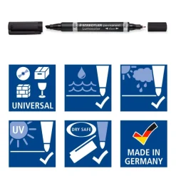 STAEDTLER LUMOCOLOR Duo - Marqueur permanent - double pointe fine et biseautée - noir