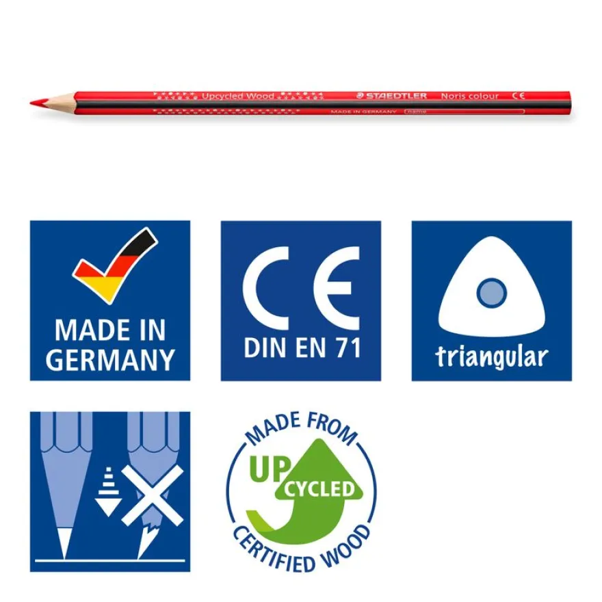 STAEDTLER Noris Design Journey - 12 Crayons de couleur - couleurs brillantes assorties