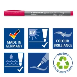 STAEDTLER Pigment brush 371 - 12 feutres pointe pinceau - couleurs nature assorties