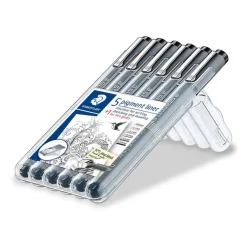 STAEDTLER pigment liner - 6 Feutres fins - noir - différentes tailles de pointes