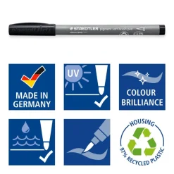 STAEDTLER Pigment soft brush 372 - 6 feutres pointe pinceau souple - gris & noir assortis