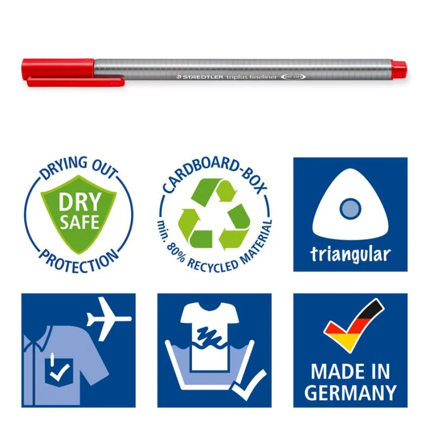STAEDTLER triplus 334 - 4 feutres fins - 0.3 mm - noir. rouge. bleu. vert