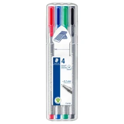 STAEDTLER triplus 334 - 4 feutres fins - 0.3 mm - noir. rouge. bleu. vert