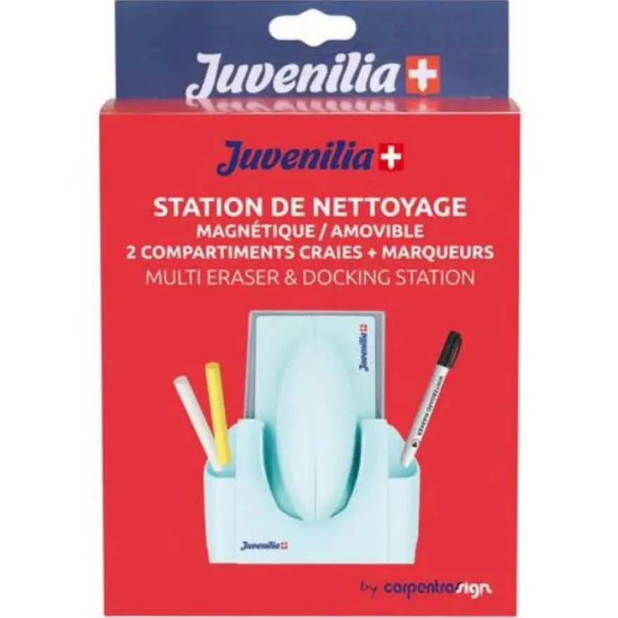 Station de nettoyage Juvenilia - Brosse pour tableau blanc avec support aimanté