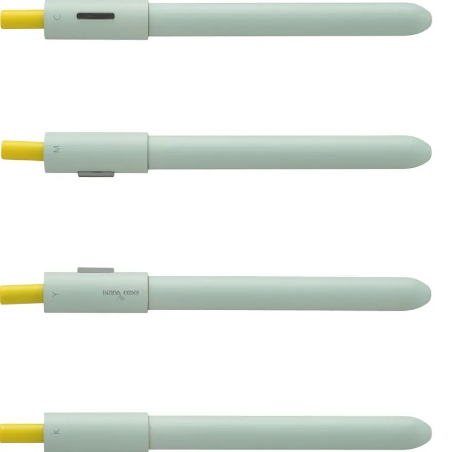 Stylo à bille rétractable ENZO VARINI "4 en 1 CMYK" coloris du corps vert & jaune