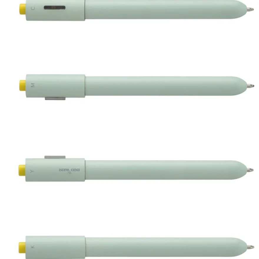 Stylo à bille rétractable ENZO VARINI "4 en 1 CMYK" coloris du corps vert & jaune