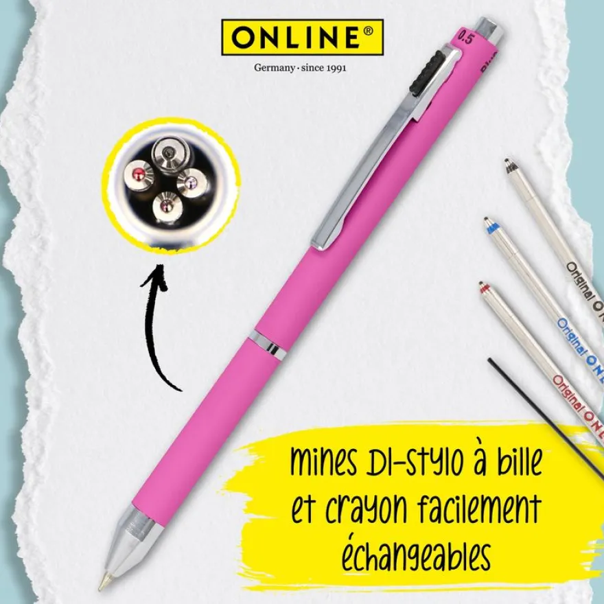 Stylo bille Multipen 4 in 1 Fashion Pink