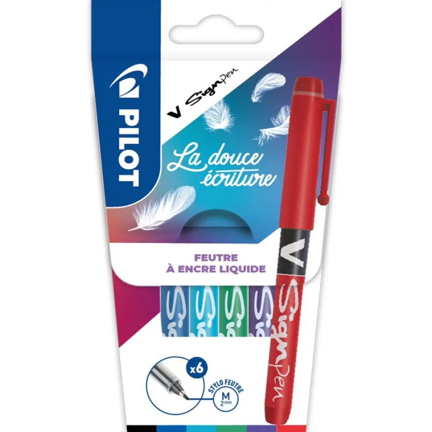 Stylo feutre V Sign Pen - étui de 6 pièces