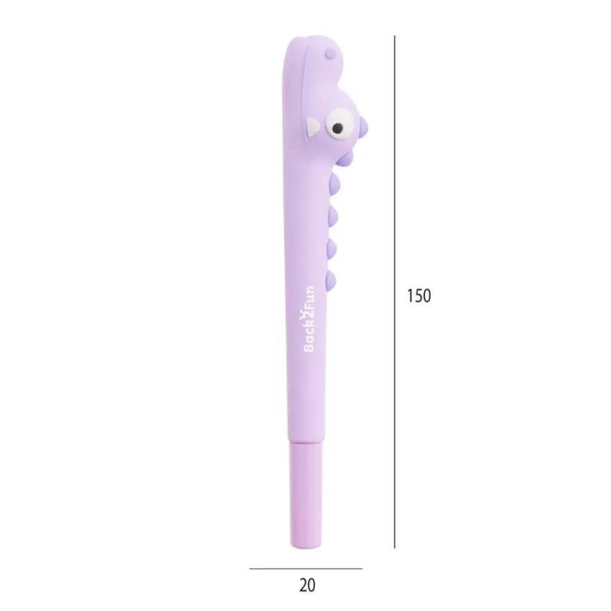 Stylo gel en forme de crocodile mauve Back2Fun - papeterie fun pour enfants.