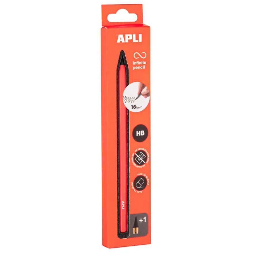 Stylo infini Neon orange avec mine HB longue durée 16 km et capuchon - idéal prise de notes
