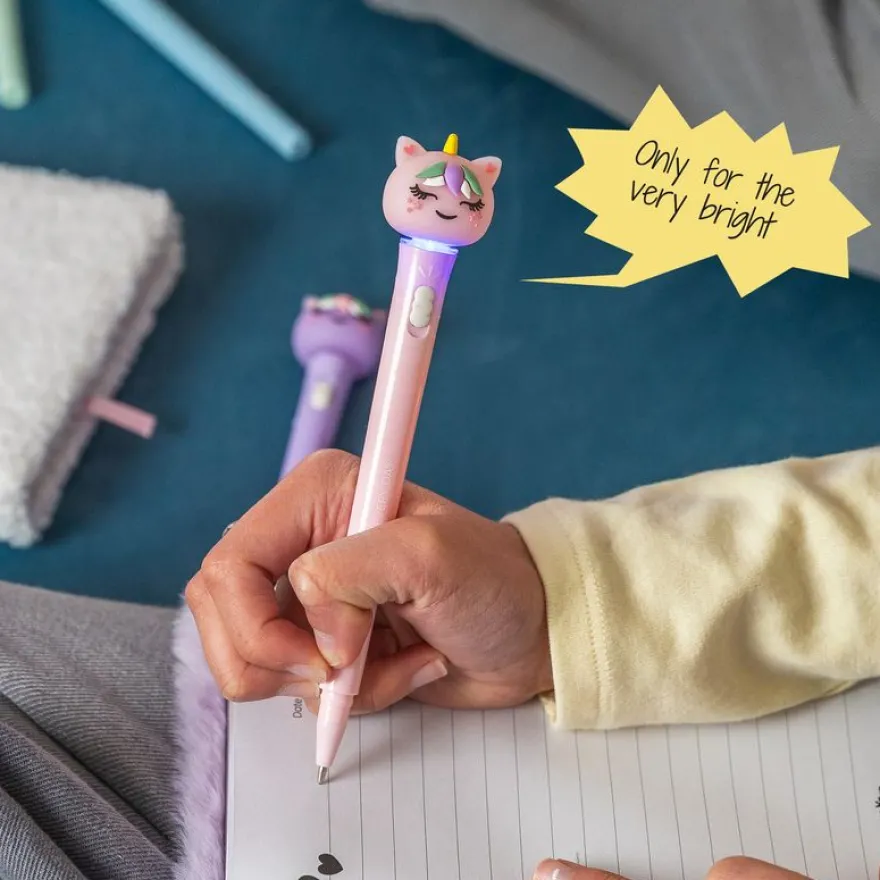 Stylo Licorne lumineux mauve Back2Fun