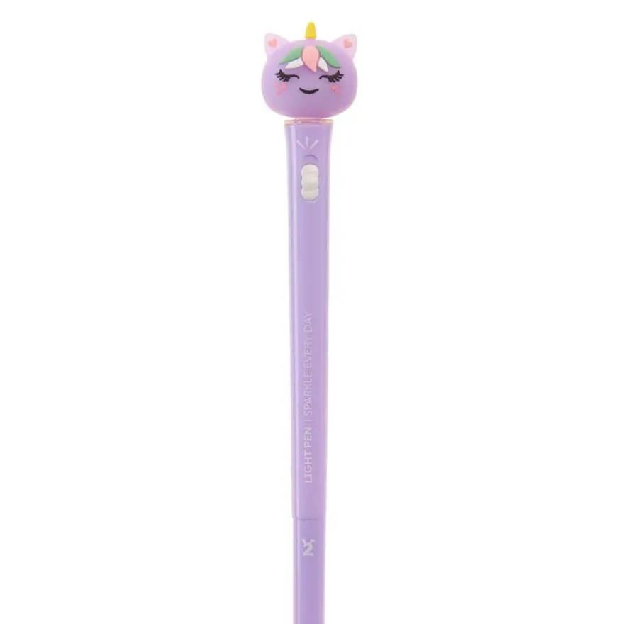 Stylo Licorne lumineux mauve Back2Fun