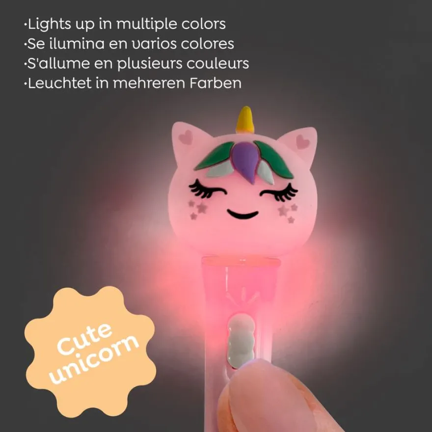 Stylo Licorne lumineux mauve Back2Fun