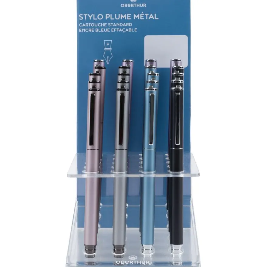 Stylo plume Metallique - 5 couleurs assorties - Oberthur