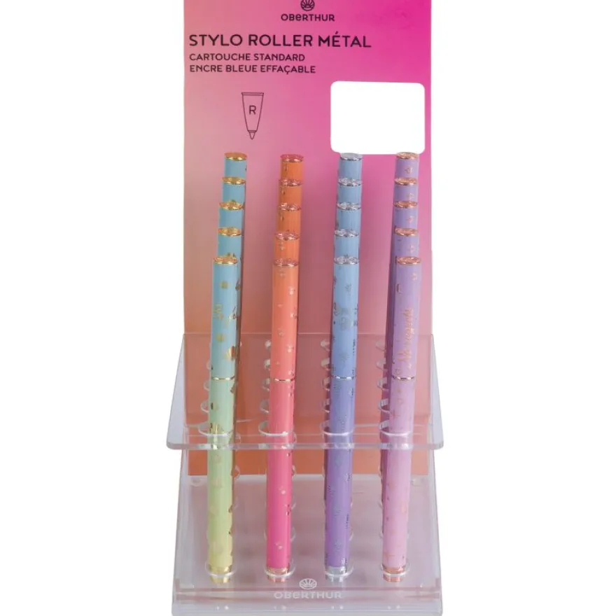 Stylo roller a cartouche Goldy - 4 decors assortis - Oberthur