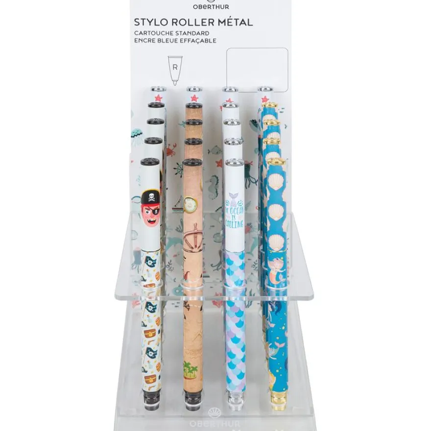 Stylo roller a cartouche Marin - 5 decors assortis- Oberthur