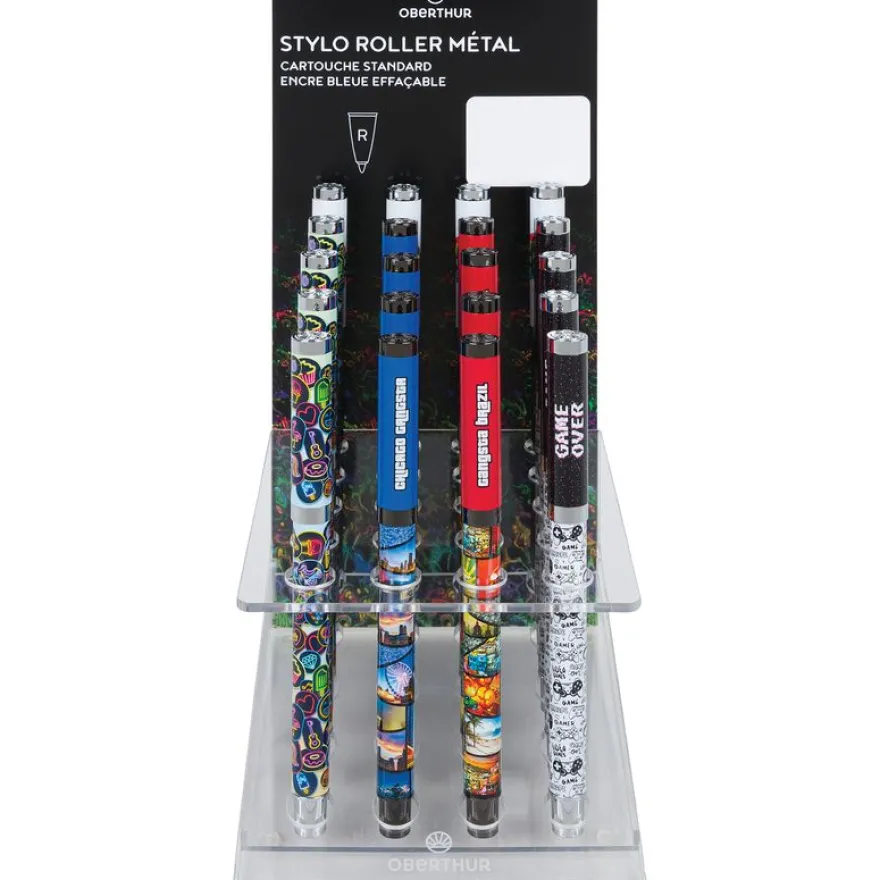 Stylo roller a cartouche Arcade - 5 decors assortis - Oberthur