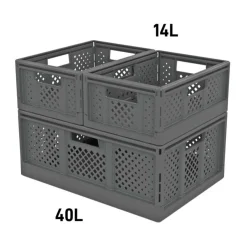 Sundis Fold'n store - Casier pliant M - 14L - L27,3xH16,6xP38,6 cm - gris