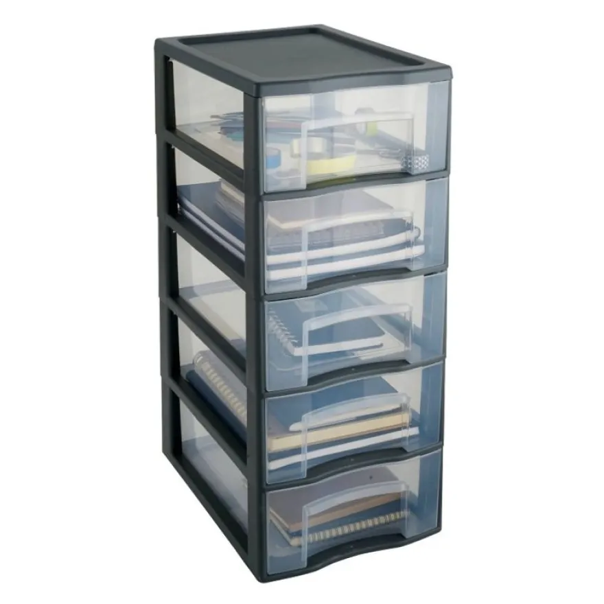 Sundis Tag Tower - Tour de rangement A4 - 5 tiroirs transparents - P36,5 cm x l26 cm x H61 cm