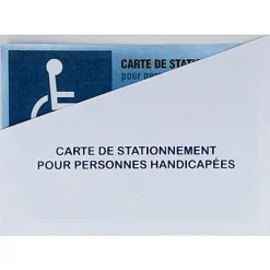 Support adhésif pour carte de stationnement destinée aux personnes handicapées