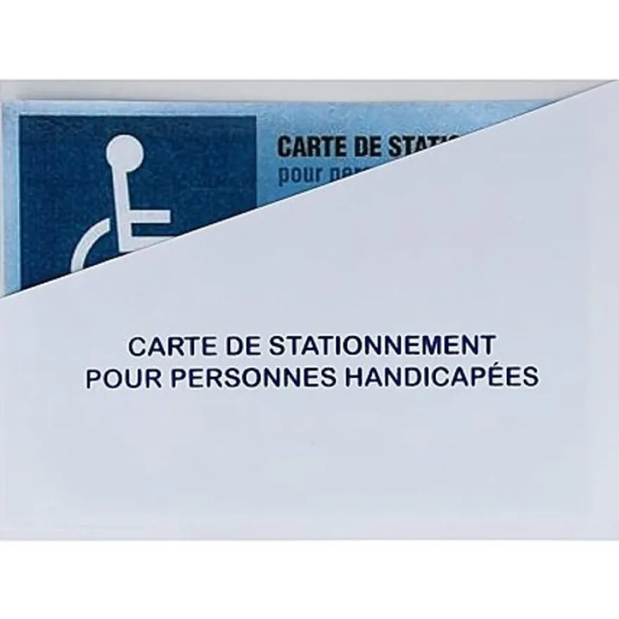 Support adhésif pour carte de stationnement destinée aux personnes handicapées