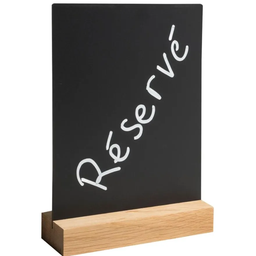 Support en ardoire verticale avec socle en bois - A5 - 148x52x210 mm