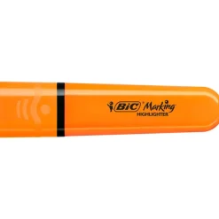 Surligneurs BIC Marking Flat avec Pointe Biseautée Modulable (1,2 mm-4,6 mm) - Orange Fluo