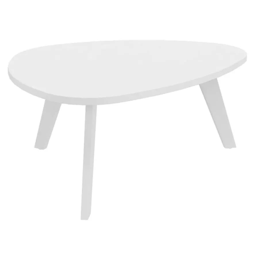 Table basse galet - L100xH42xP90/80 - pied blanc - plateau blanc