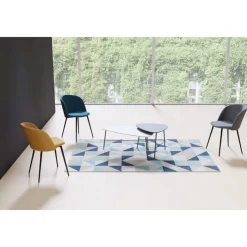 Table basse LAZY - L60,5 x P50 x H45 cm - pieds acier noir - plateau noir