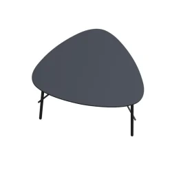 Table basse LAZY - L60,5 x P50 x H45 cm - pieds acier noir - plateau noir