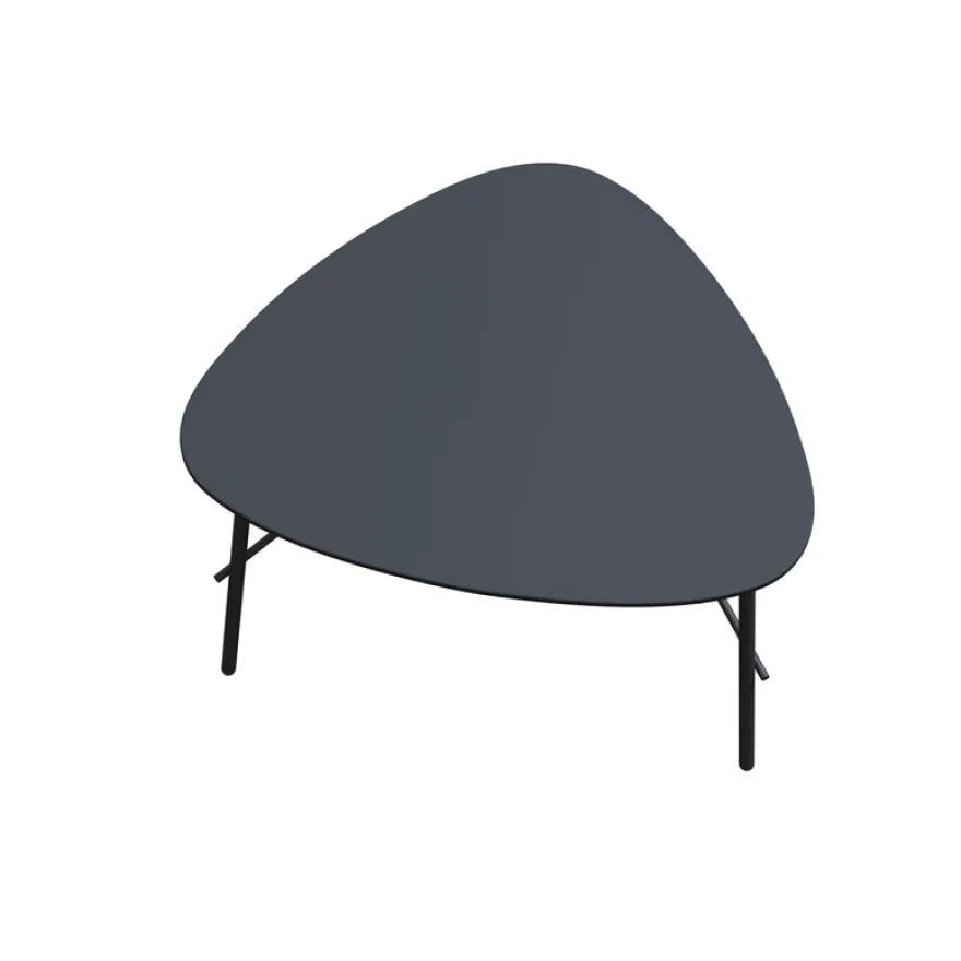 Table basse LAZY - L60,5 x P50 x H45 cm - pieds acier noir - plateau noir
