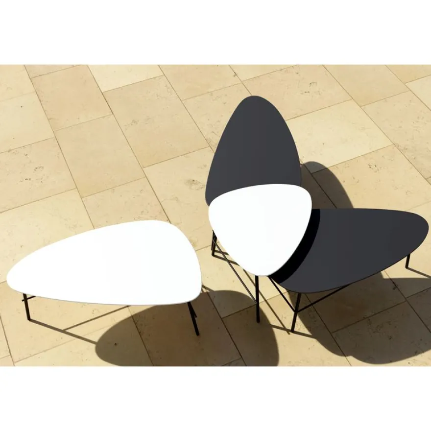 Table basse LAZY - L60,5 x P50 x H45 cm - pieds acier noir - plateau noir