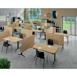 Table de réunion abattantes - L160 x P80 cm - pied alu - plateau imitation chêne clair
