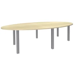 Table de réunion ovale - L280 cm - pieds exprim alu - Plateau imitation érable