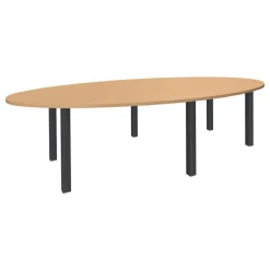 Table de réunion ovale - L280 cm - pieds exprim carbone - Plateau imitation hêtre